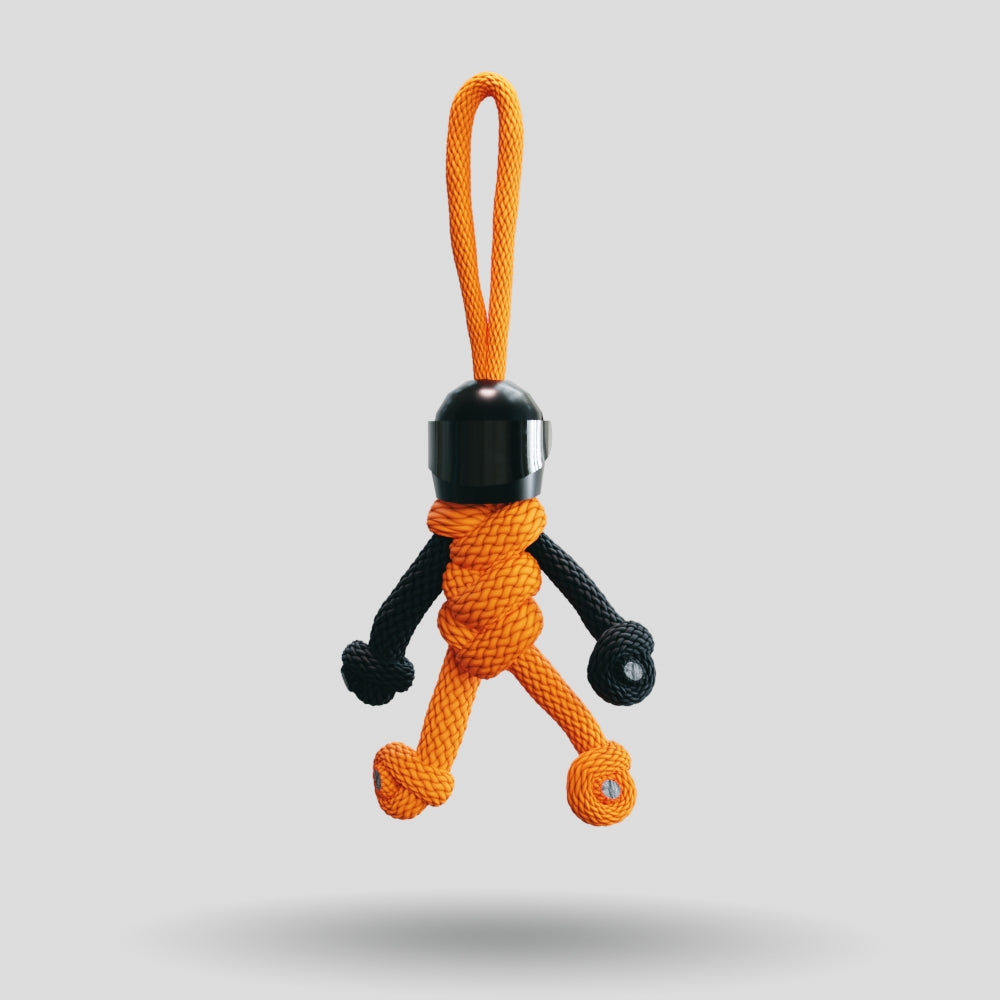 Black Orange Biker Buddy Paracord Keychain