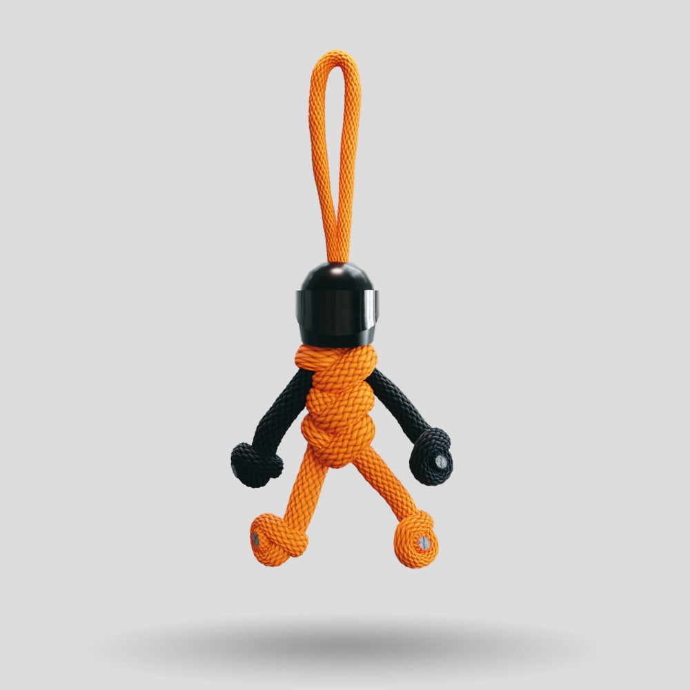 Black Orange Biker Buddy Paracord Keychain