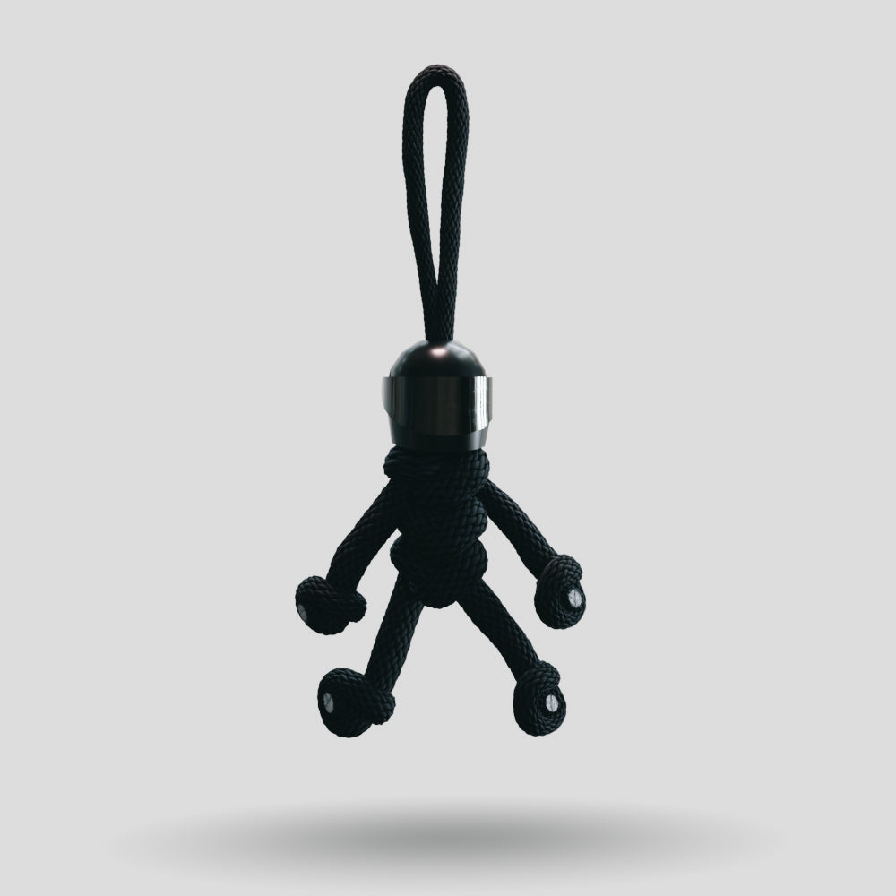 Black Biker Buddy Paracord Keychain