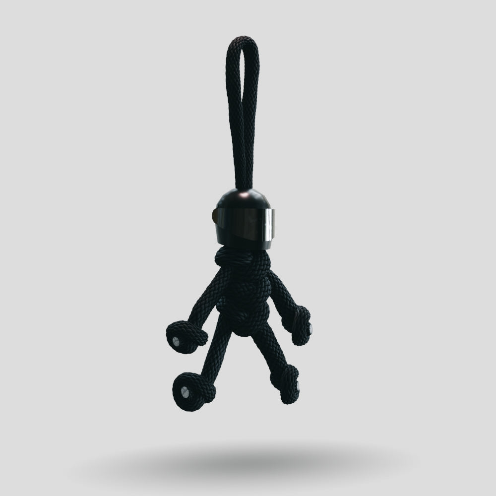 Black Biker Buddy Paracord Keychain