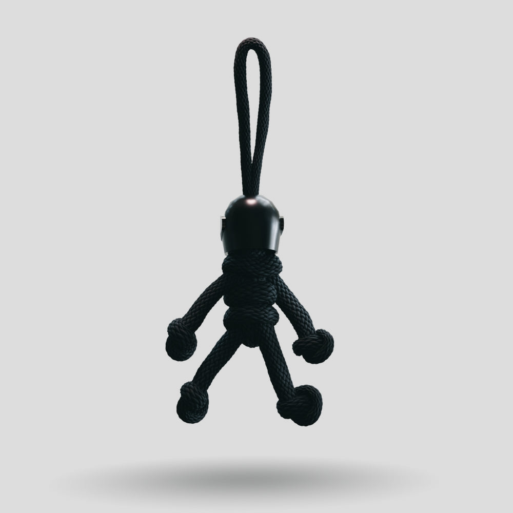 Black Biker Buddy Paracord Keychain