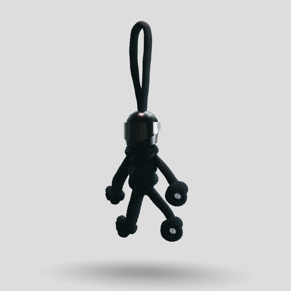 Black Biker Buddy Paracord Keychain