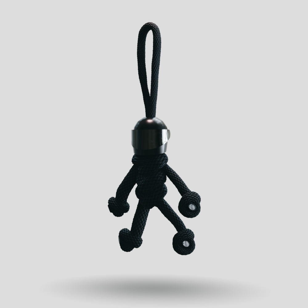 Black Biker Buddy Paracord Keychain