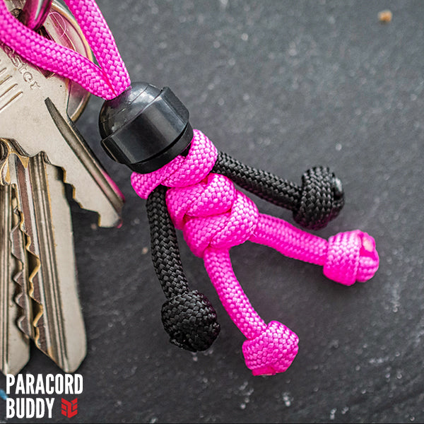 Black Hot Pink Biker Buddy Paracord Keychain